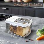 leak-proof food storage box, adjustable sealing and airflow, portable, suitable for countertop bread toast fruits and vegetables